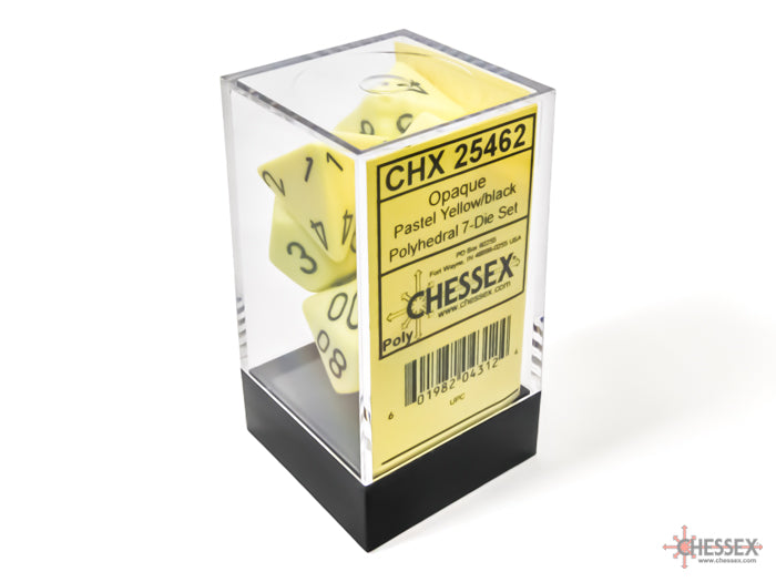Chessex: Opaque - Pastel Yellow/Black - Polyhedral 7-Die Set