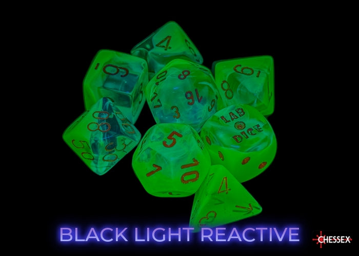 Chessex: Gemini - Plasma Green-Teal/Orange Luminary - Polyhedral 7