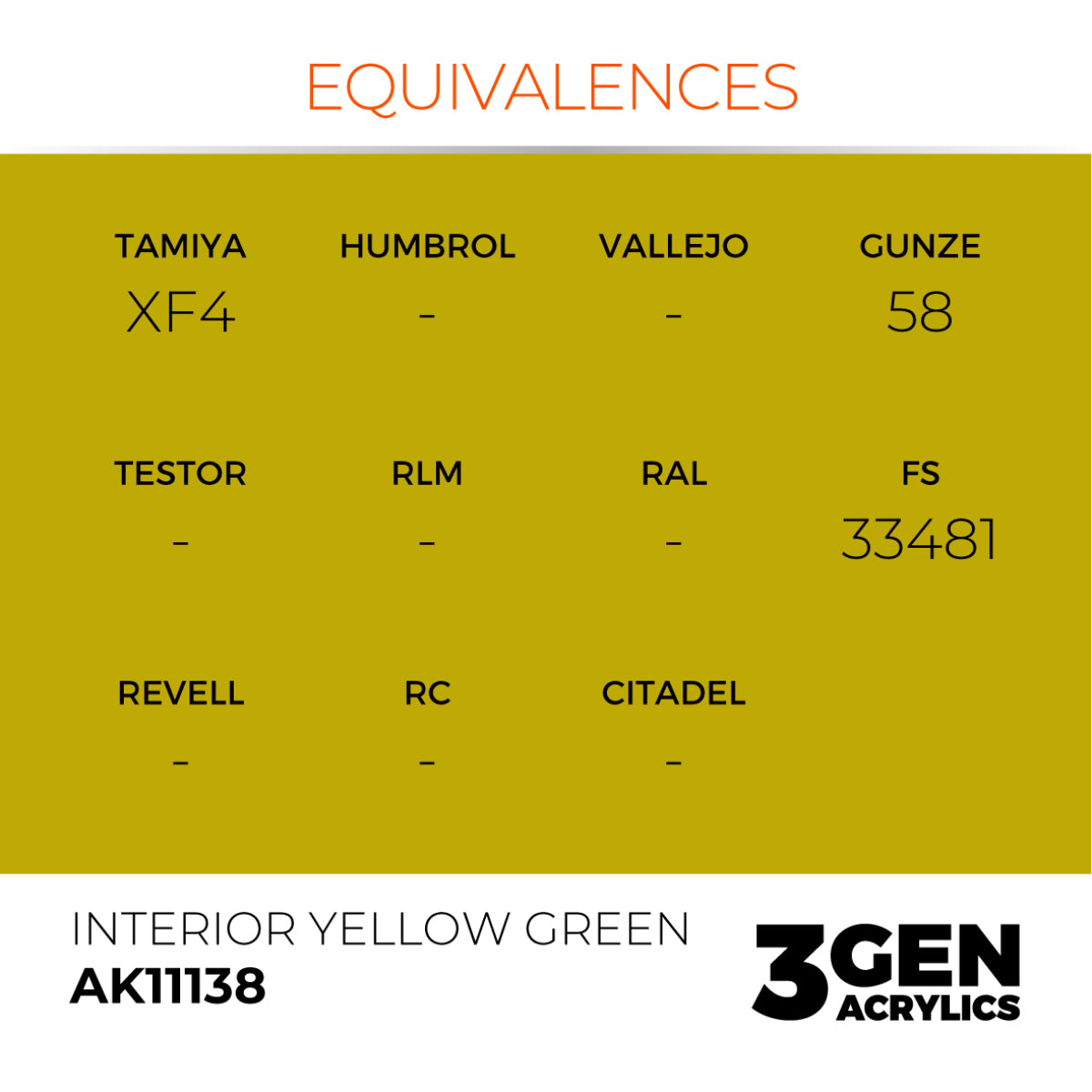 AK Interactive 3GEN: Interior Yellow Green (17ml) (AK11138