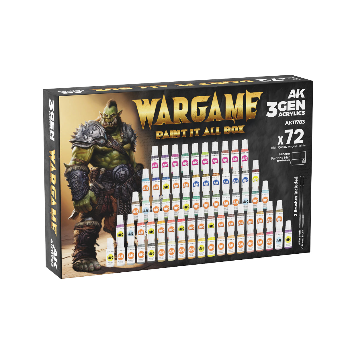 スキンクリーエーター　セット AK Interactive 3GEN: Wargame Paint It All Box - 72 Colors + 2