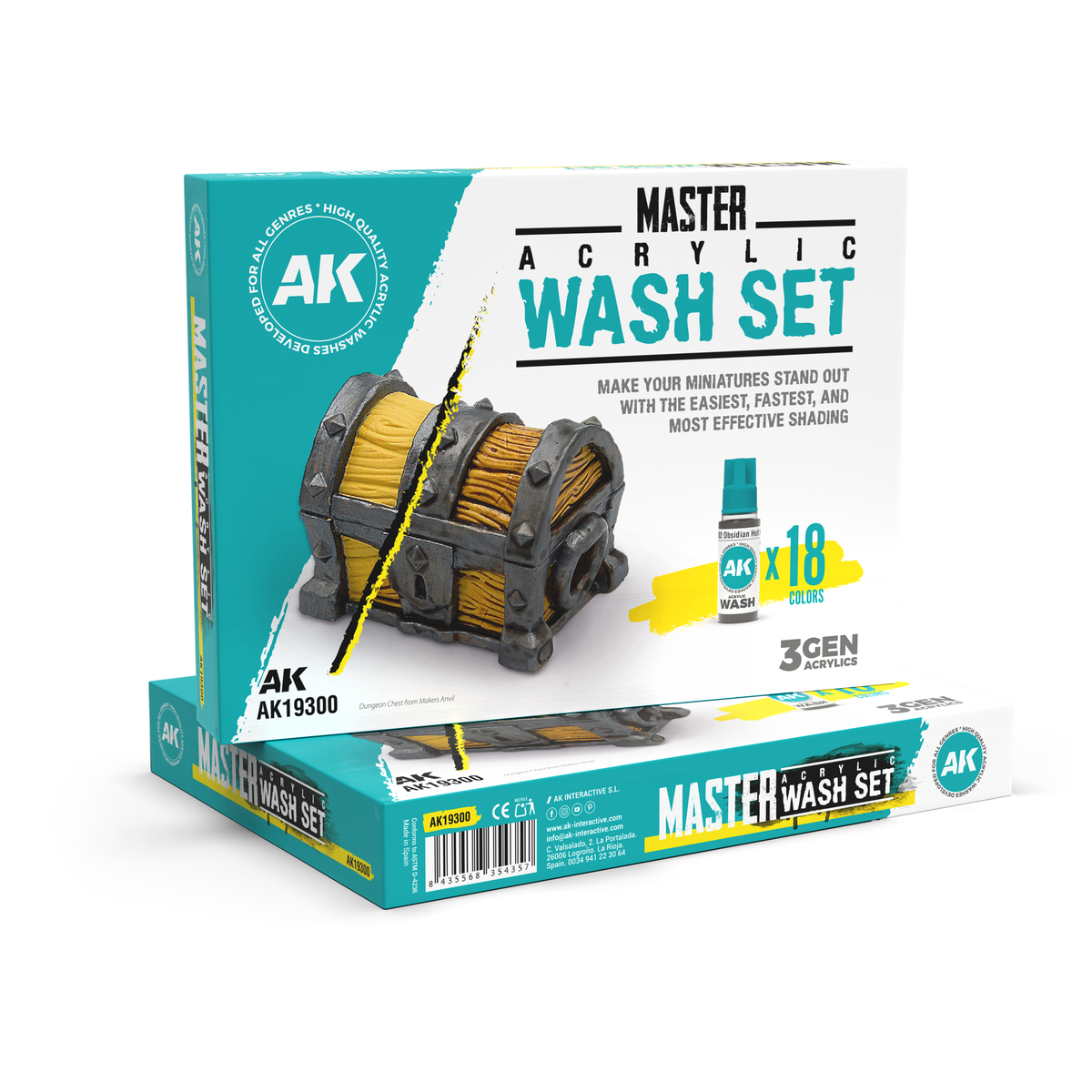 AK Interactive: Master Acrylic Wash Set - Full Range (18 Colors