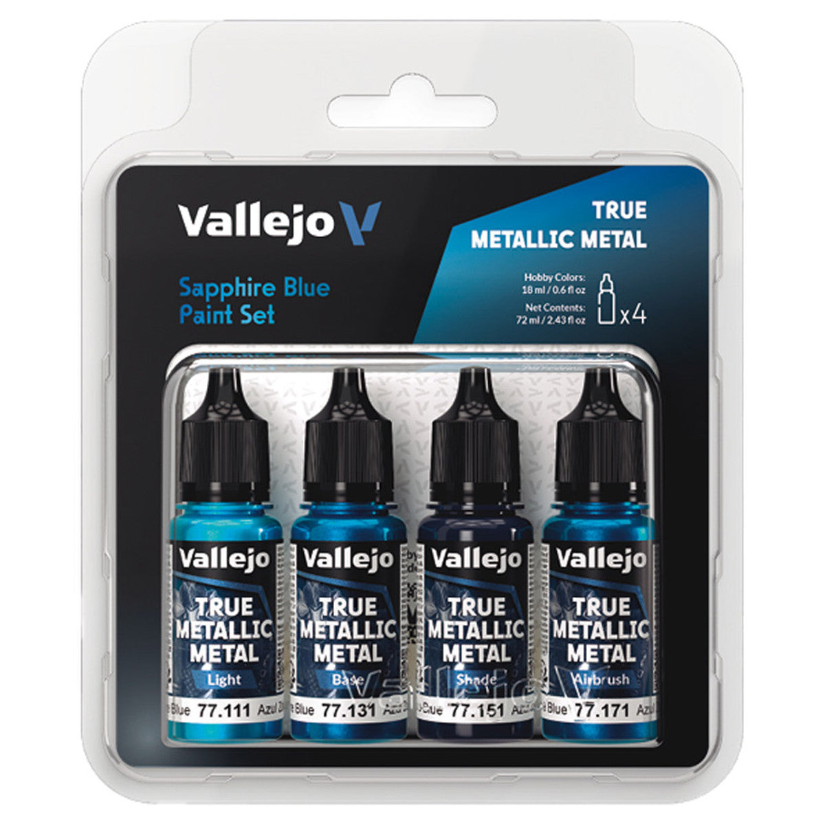 プルメリア Vallejo True Metallic Metal: Sapphire Blue Color Set (4) (77.256