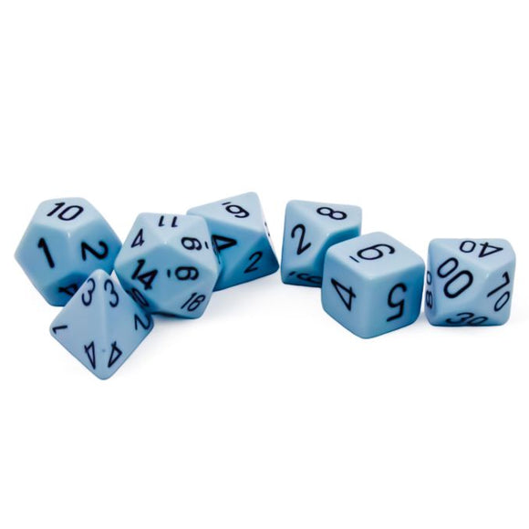 Chessex: Opaque - Pastel Blue/Black - Polyhedral 7-Die Set (CHX25466)