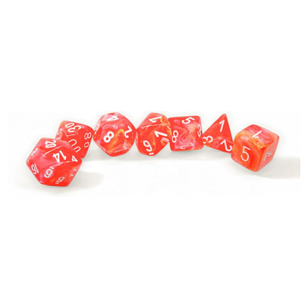 Chessex: Festive - Dahlia/White Luminary - Polyhedral 7-Die Set