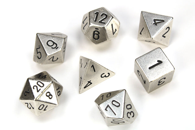 Chessex: Solid Metal - Silver Color - Polyhedral 7-Die Set