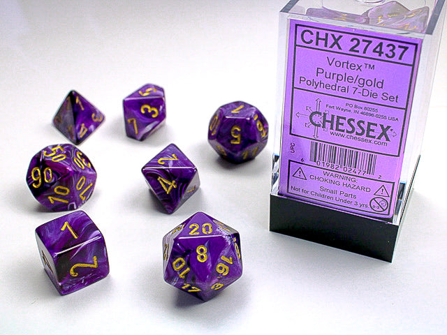 Chessex: Vortex - Purple/Gold - Polyhedral 7-Die Set (CHX27437