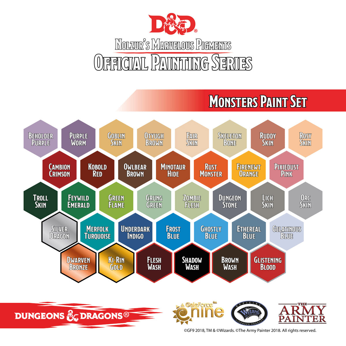 D&D Monsters Paint Set (36 Colors And Exclusive Owlbear Miniature)