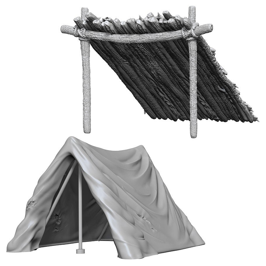 tent dnd Wizkids: Unpainted Miniatures Deep Cuts: Tent & Lean-To