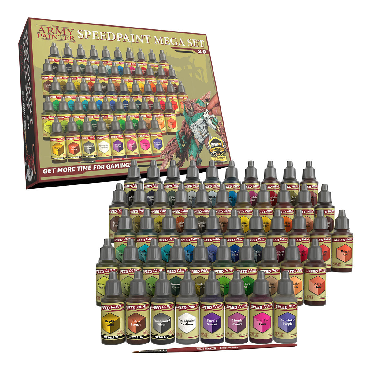 The Army Painter Speedpaint Most Wanted Set 2.0+, 24x18ml Speed Model Paint  Kit Pre-Loaded with Mixing Balls, 1 Brush- Base - Model Paint Set for