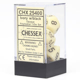 Chessex: Opaque - Ivory/Black - Polyhedral 7-Die Set (CHX25400)