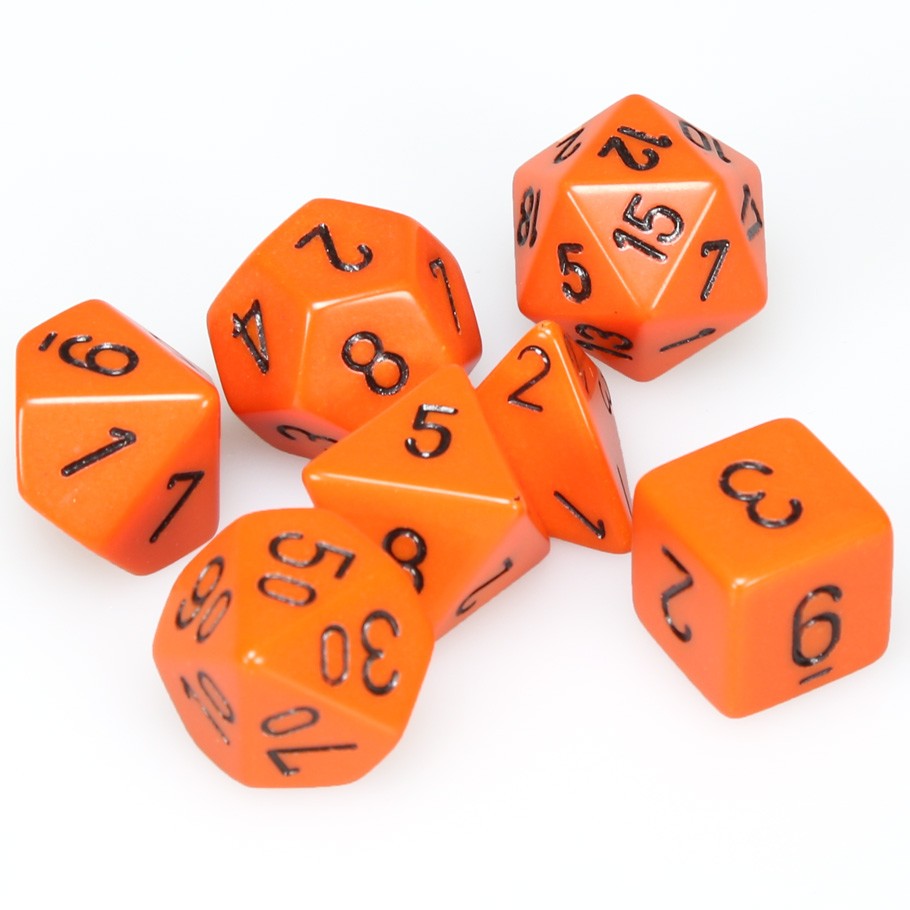 Chessex: Opaque - Orange/Black - Polyhedral 7-Die Set (CHX25403