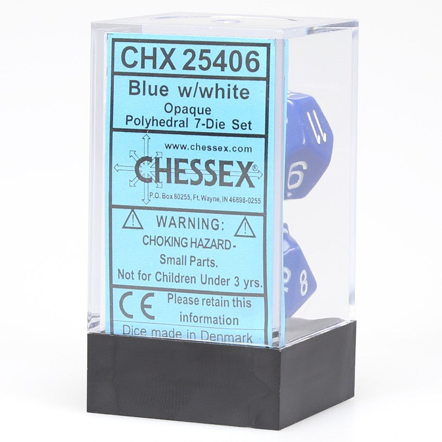 Chessex: Opaque - Blue/White - Polyhedral 7-Die Set (CHX25406