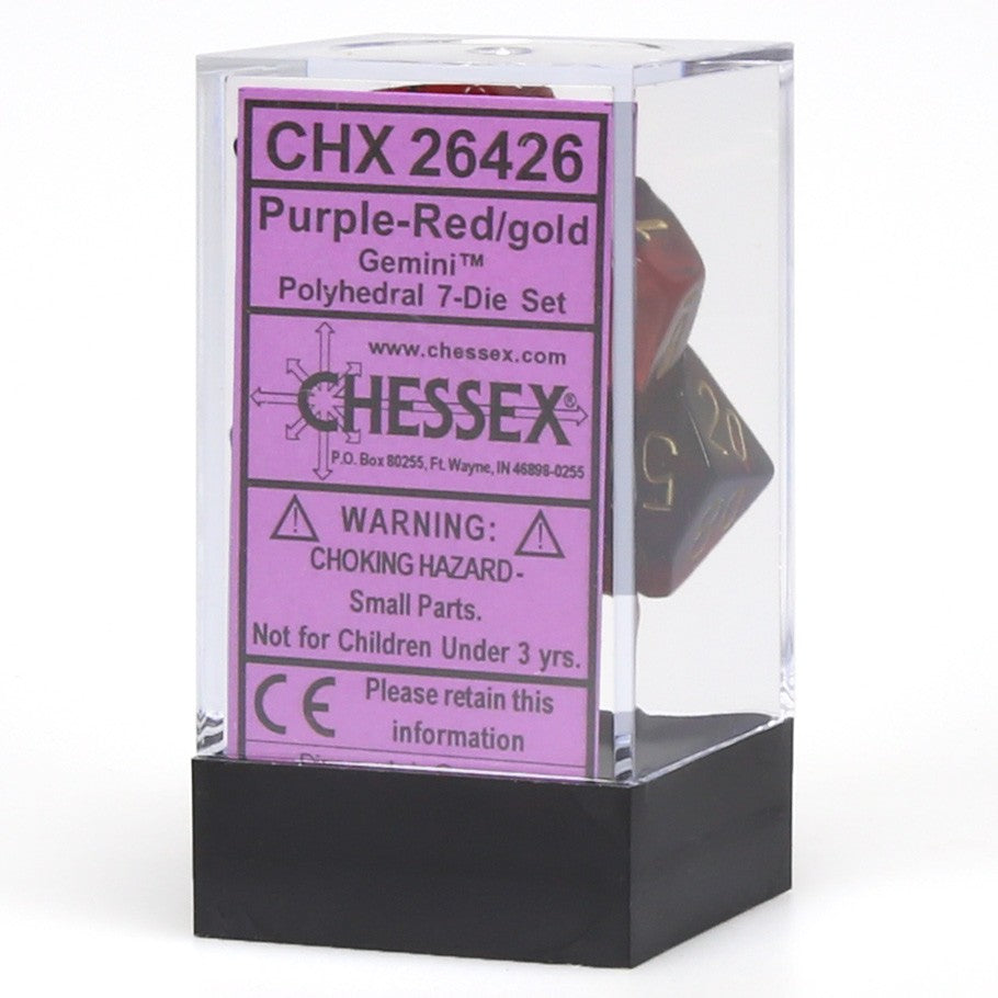 gem Chessex: Gemini Green-Purple/Gold Polyhedral 7-Die Set (CHX26434