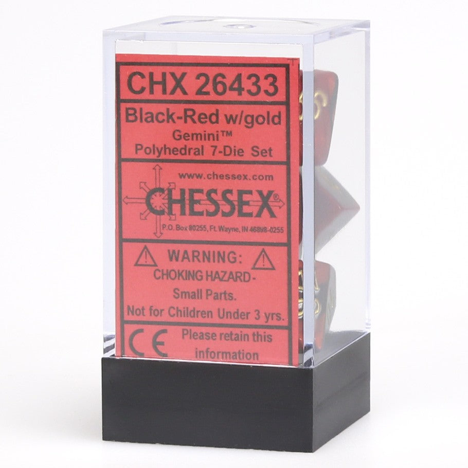 Chessex: Gemini Black-Red/Gold Polyhedral 7-Die Set (CHX26433