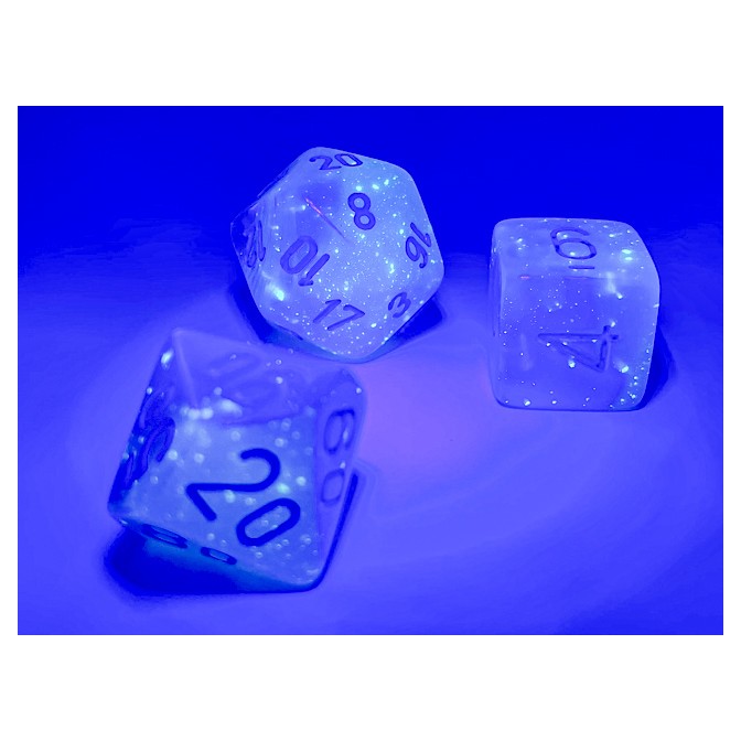 Chessex: Gemini Pearl Turquoise-White/Blue Luminary Polyhedral 7-Die Set  (CHX26465)