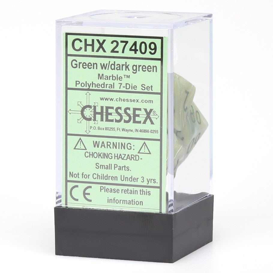 Chessex: Marble - Green/Dark Green - Polyhedral 7-Die Set