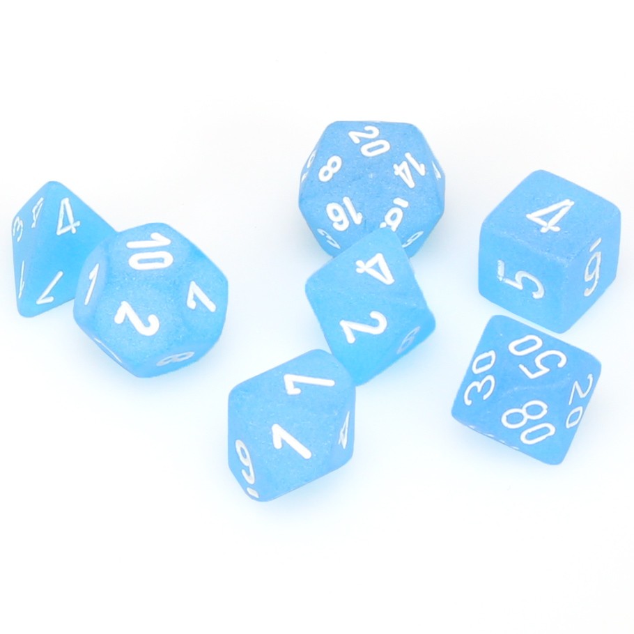 Chessex: Frosted - Caribbean Blue/White - Polyhedral 7-Die Set