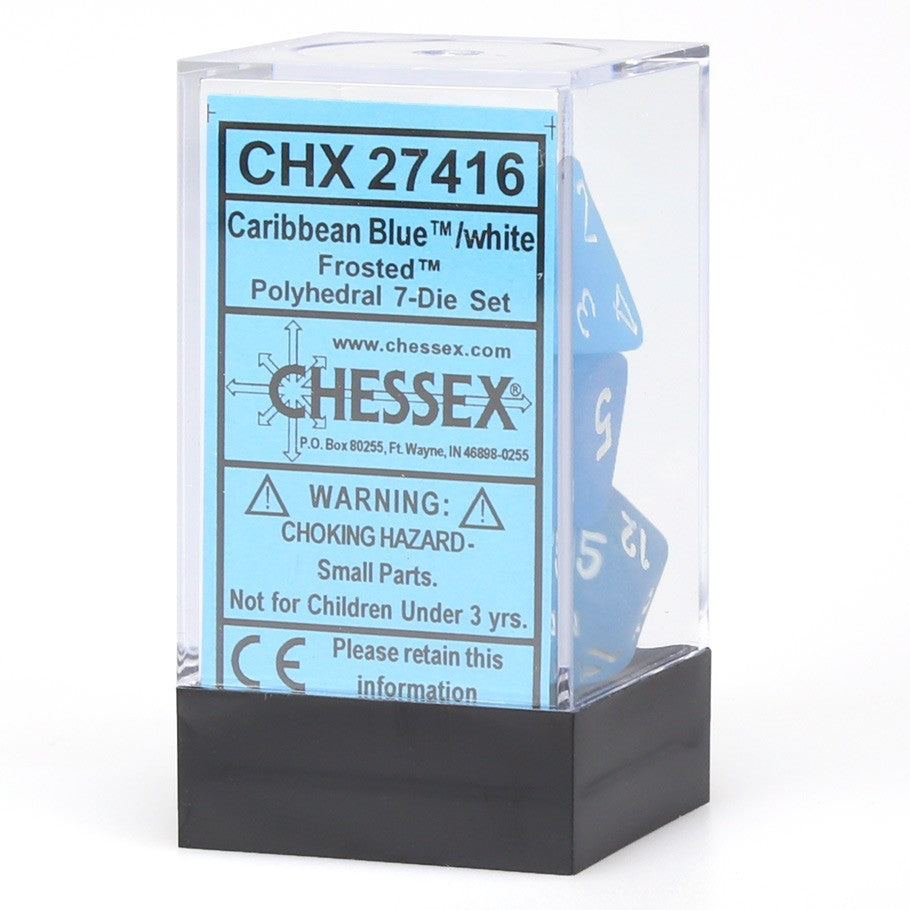 Chessex: Frosted - Caribbean Blue/White - Polyhedral 7-Die Set