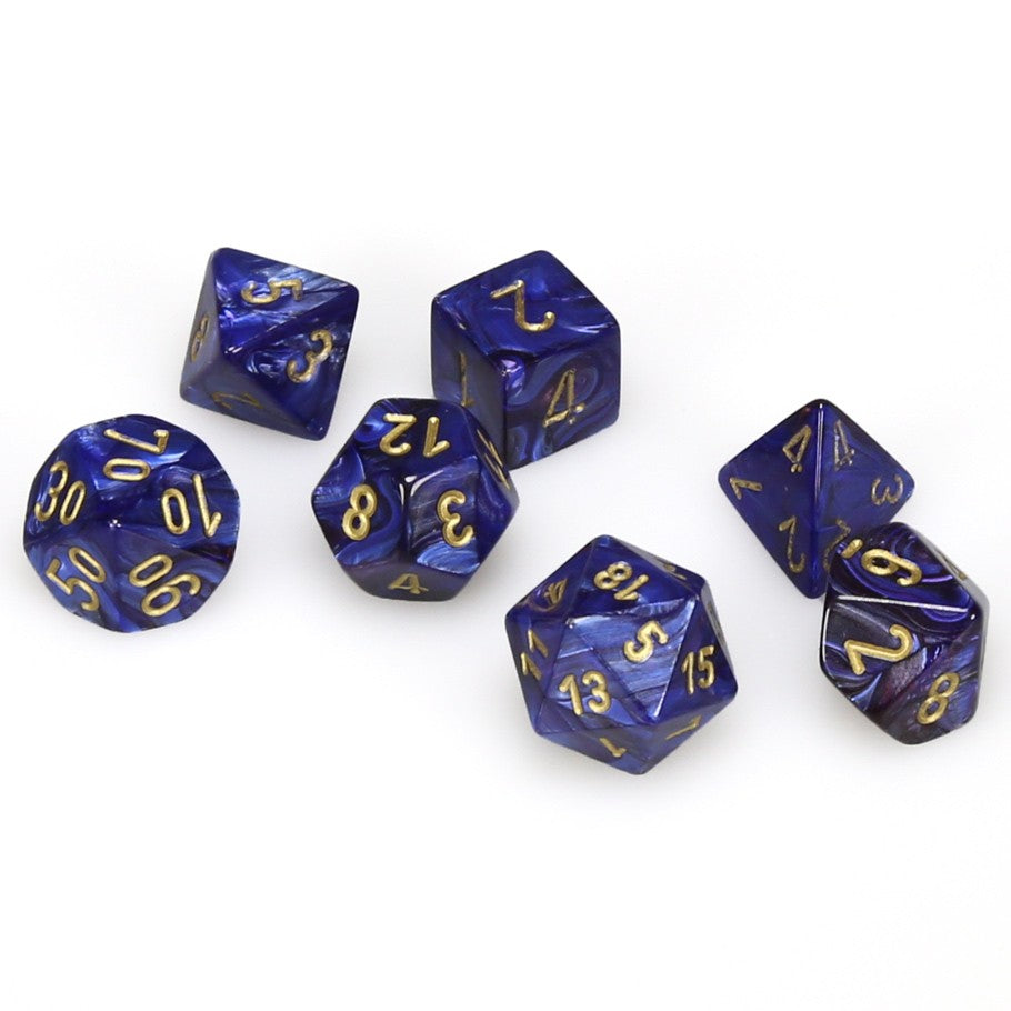 Chessex: Scarab - Royal Blue/Gold - Polyhedral 7-Die Set (CHX27427
