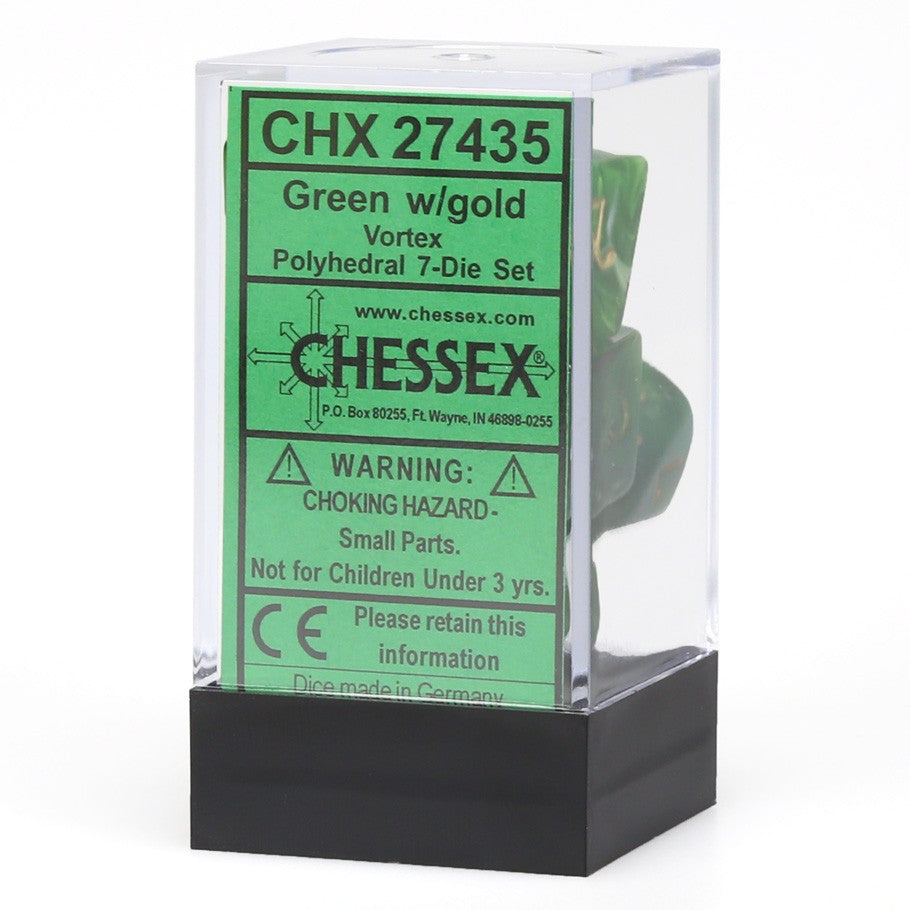 Chessex: Vortex - Green/Gold - Polyhedral 7-Die Set (CHX27435