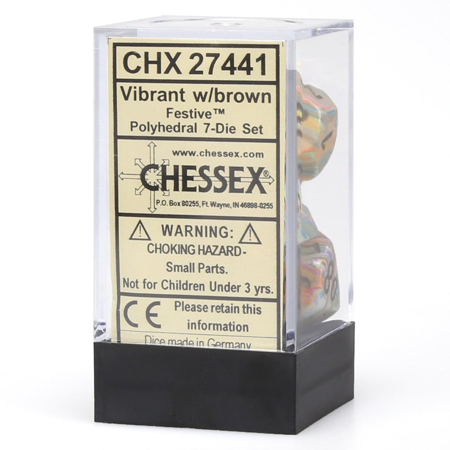 Chessex: Festive - Vibrant/Brown - Polyhedral 7-Die Set (CHX27441