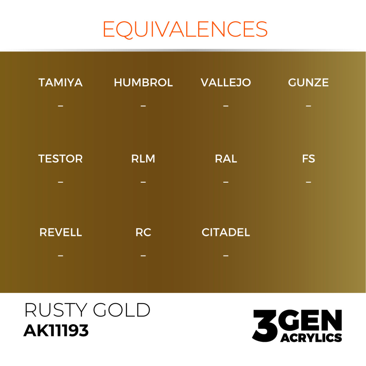 AK Interactive 3GEN: Rusty Gold - Metallic (17ml) (AK11193
