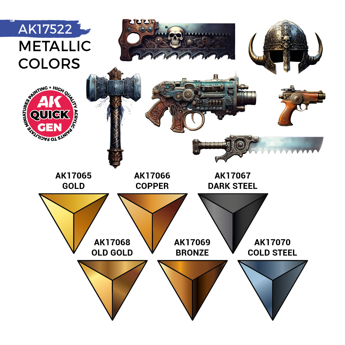 AK Interactive Quick Gen: Metallics Set (6 Quick Gen) (AK17522