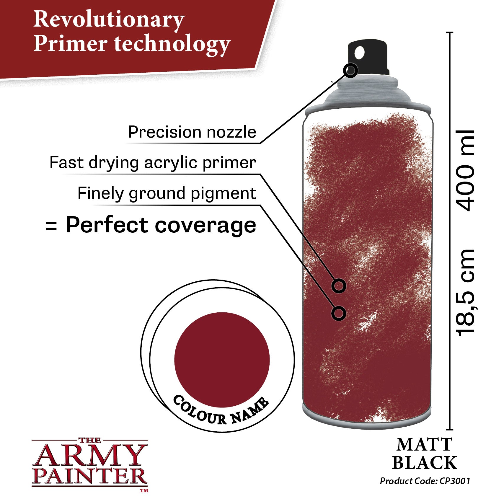  The Army Painter Color Primer Spray Paint, Matt Black