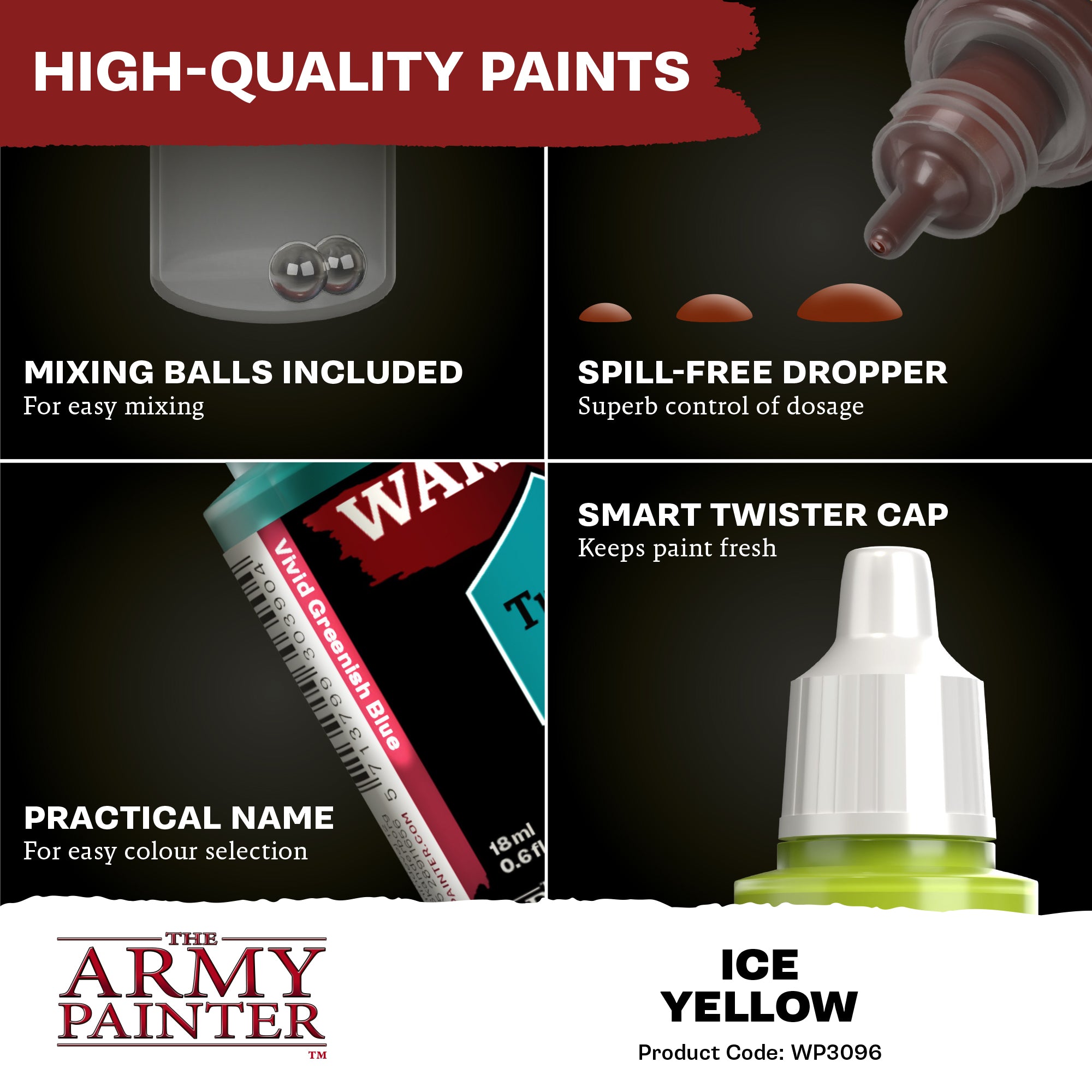 The Army Painter Warpaints: Ice Storm – Acrylfarbe Für Miniaturen – 18 Ml Farbflasche Mit Tropfverschluss