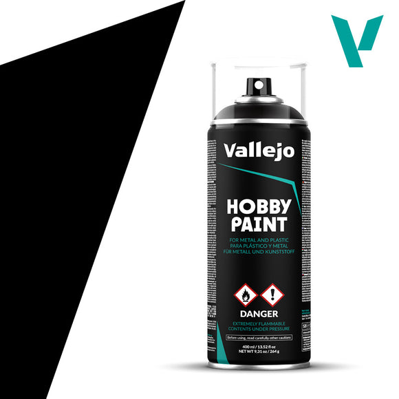 Vallejo Hobby Paint Spray: Black Primer (400ml) (28.012) - SLOW SHIPPING, READ SHIPPING RESTRICTIONS BEFORE BUYING