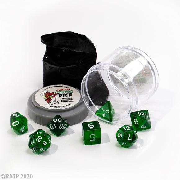 Reaper Pizza Dungeon Dice: Lucky Dice - Clear Green (19016)
