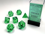 Chessex: Translucent - Green/White - Polyhedral 7-Die Set (CHX23075)