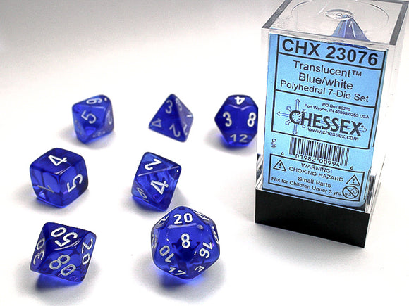 Chessex: Translucent - Blue/White - Polyhedral 7-Die Set (CHX23076)