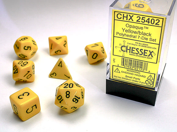 Chessex: Opaque - Yellow/Black - Polyhedral 7-Die Set (CHX25402)
