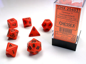 Chessex: Opaque - Orange/Black - Polyhedral 7-Die Set (CHX25403)