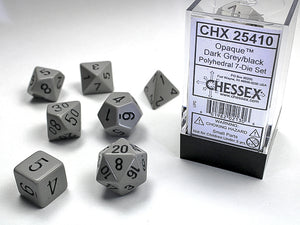 Chessex: Opaque - Dark Grey/Black - Polyhedral 7-Die Set (CHX25410)