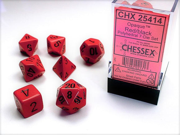 Chessex: Opaque - Red/Black - Polyhedral 7-Die Set (CHX25414)