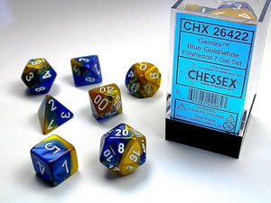 Chessex: Gemini Blue-Gold/White Polyhedral 7-Die Set (CHX26422)
