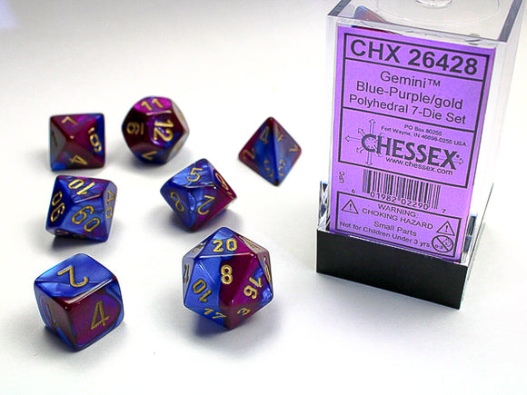 Chessex: Gemini Blue-Purple/Gold Polyhedral 7-Die Set (CHX26428)