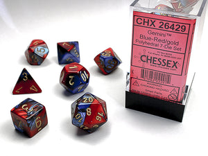 Chessex: Gemini Blue-Red/Gold Polyhedral 7-Die Set (CHX26429)
