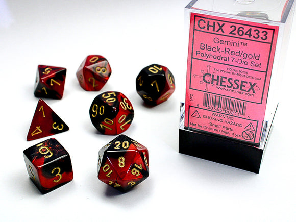Chessex: Gemini Black-Red/Gold Polyhedral 7-Die Set (CHX26433 