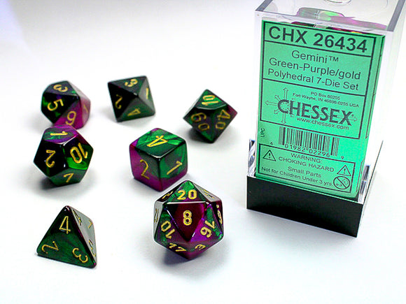 Chessex: Gemini Green-Purple/Gold Polyhedral 7-Die Set (CHX26434)