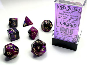 Chessex: Gemini Black-Purple/Gold Polyhedral 7-Die Set (CHX26440)