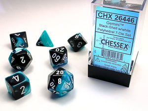 Chessex: Gemini Black-Shell/White Polyhedral 7-Die Set (CHX26446)