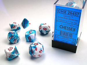 Chessex: Gemini Astral Blue-White/Red Polyhedral 7-Die Set (CHX26457)