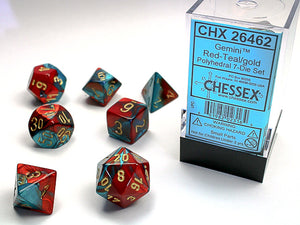 Chessex: Gemini Red-Teal/Gold Polyhedral 7-Die Set (CHX26462)