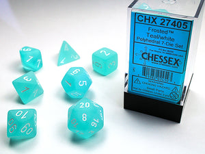 Chessex: Frosted - Teal/White - Polyhedral 7-Die Set (CHX27405)