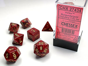 Chessex: Vortex - Burgundy/Gold - Polyhedral 7-Die Set (CHX27434)