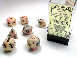 Chessex: Festive - Circus/Black - Polyhedral 7-Die Set (CHX27442)