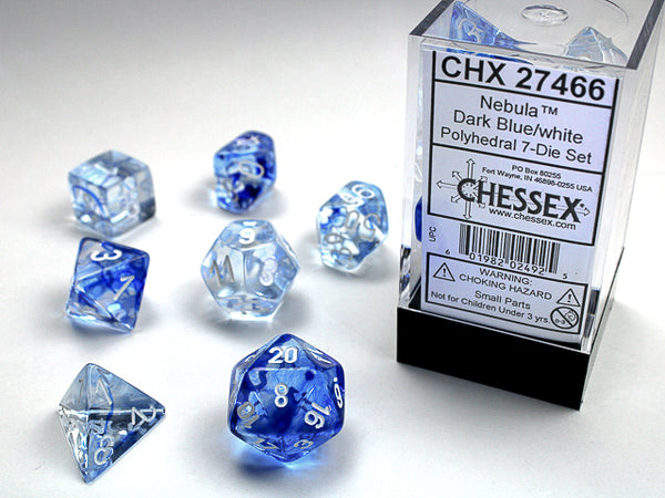 Chessex: Nebula - Dark Blue/White - Polyhedral 7-Die Set (CHX27466